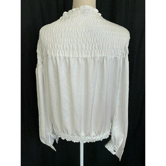 Waverly Gray Womens Solid White Mock Neck Long Sleeve Top Small - Picture 4 of 6